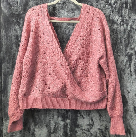 Mi- Ami Francesca Pink V-Neck Women Sweater XL - Picture 1 of 6